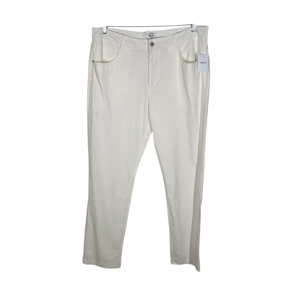 Twice Men Sz 36 x 32 Off White Hidden Zipper Pocket 5-Pocket Casual Pants NWT